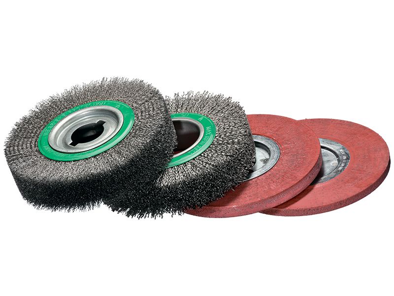 картинка Щетка для удаления заусенцев, кордовая проволока из нержавеющей стали диаметр 250 мм длина 50 мм ворс 0,35 мм LESSMANN 377.094.TA от магазина "Элит-инструмент"