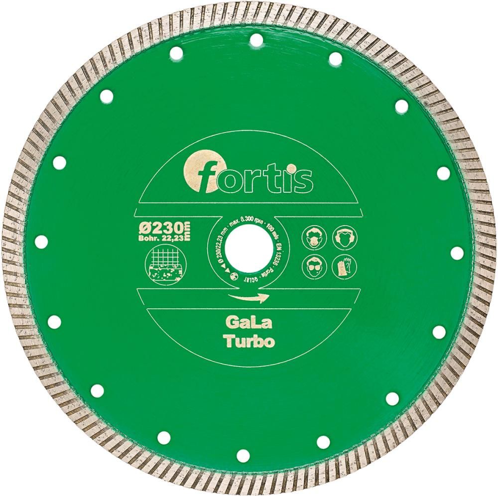 Алмазный отрезной диск GaLa Turbo, FORTIS 4317784704779 (внешний ø - 230 мм / диаметр отверстия - 22,23 мм / высота сегмента - 10 мм / дизайн - Dry cut)