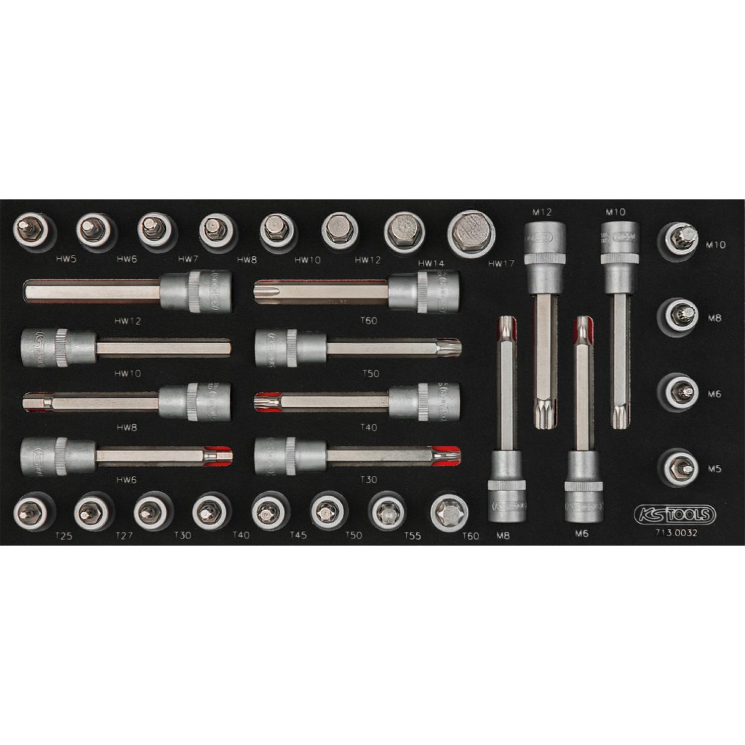 Комплект торцовых головок с битами SCS 1/2", 32 шт, во вкладке на 1/3 инструментального ящика