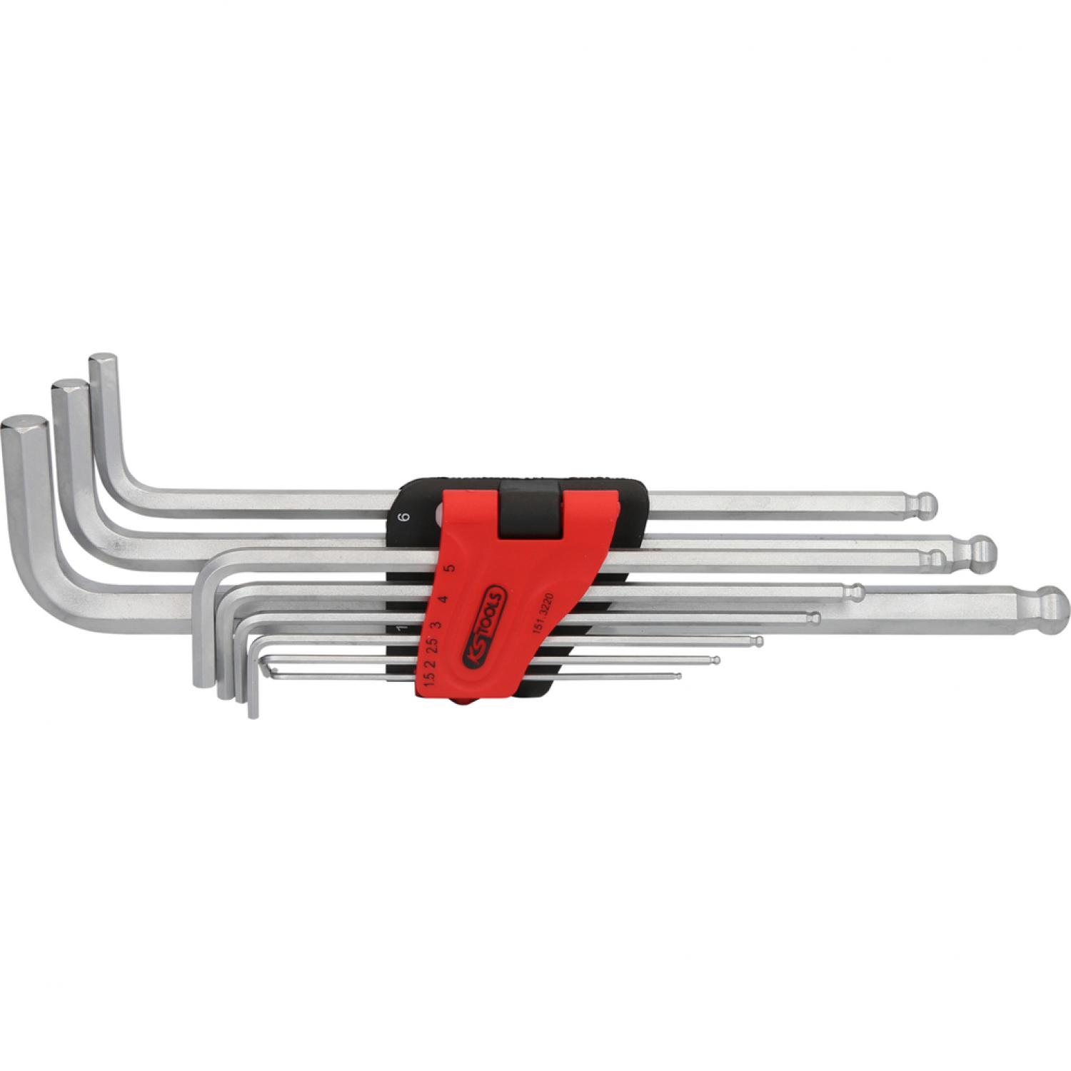Комплект угловых штифтовых ключей с внутренним шестигранником и шаровой головкой, XL, 9 шт