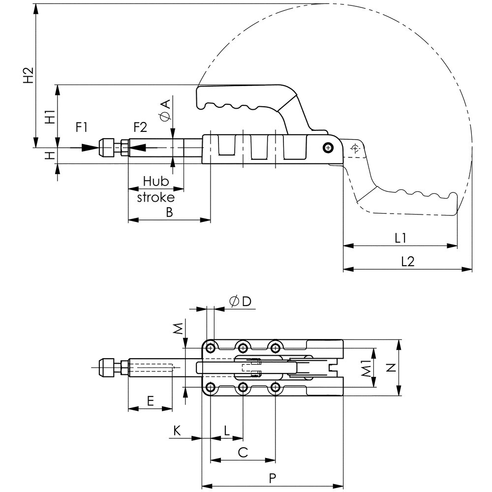 картинка Тяжелый двухтактный шарнирный зажим АМF 92569 от магазина "Элит-инструмент"