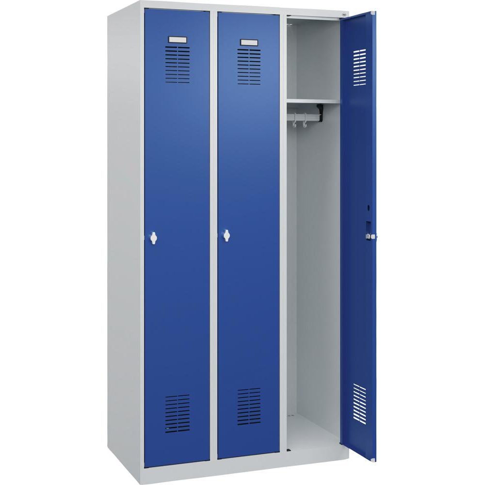 Гардероб BASIC Ш900xГ500xВ1850 мм RAL 7035/5010, 3 отделения 3037 2522 Fplus