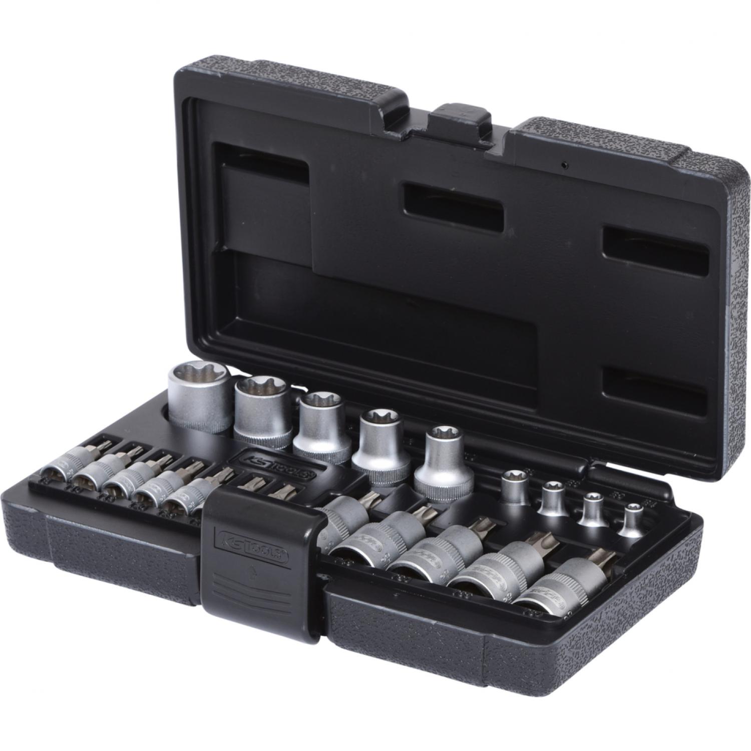 Комплект торцовых ключей с профилем Torx 1/4"+1/2", 21 шт