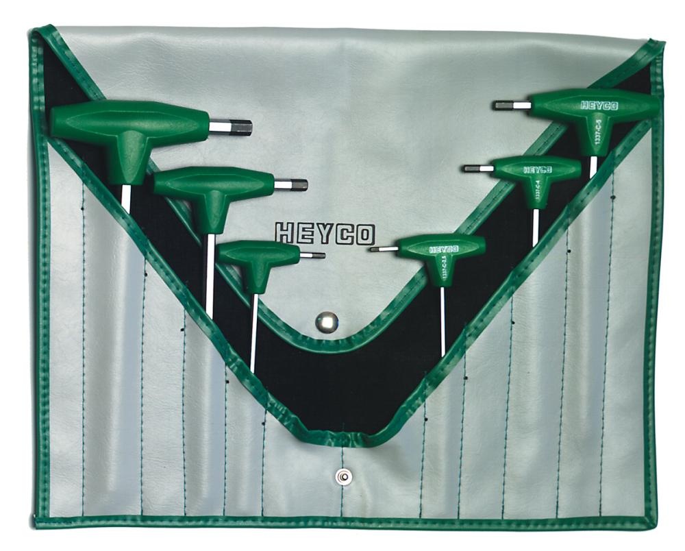 картинка R 1335-6 Набор отвёрток с внешним шестигранником, с шаром, с Т-образной рукояткой, 6 пр., 2.5 - 8 мм, в сумке-скрутке HEYCO HE-01335727280 от магазина "Элит-инструмент"