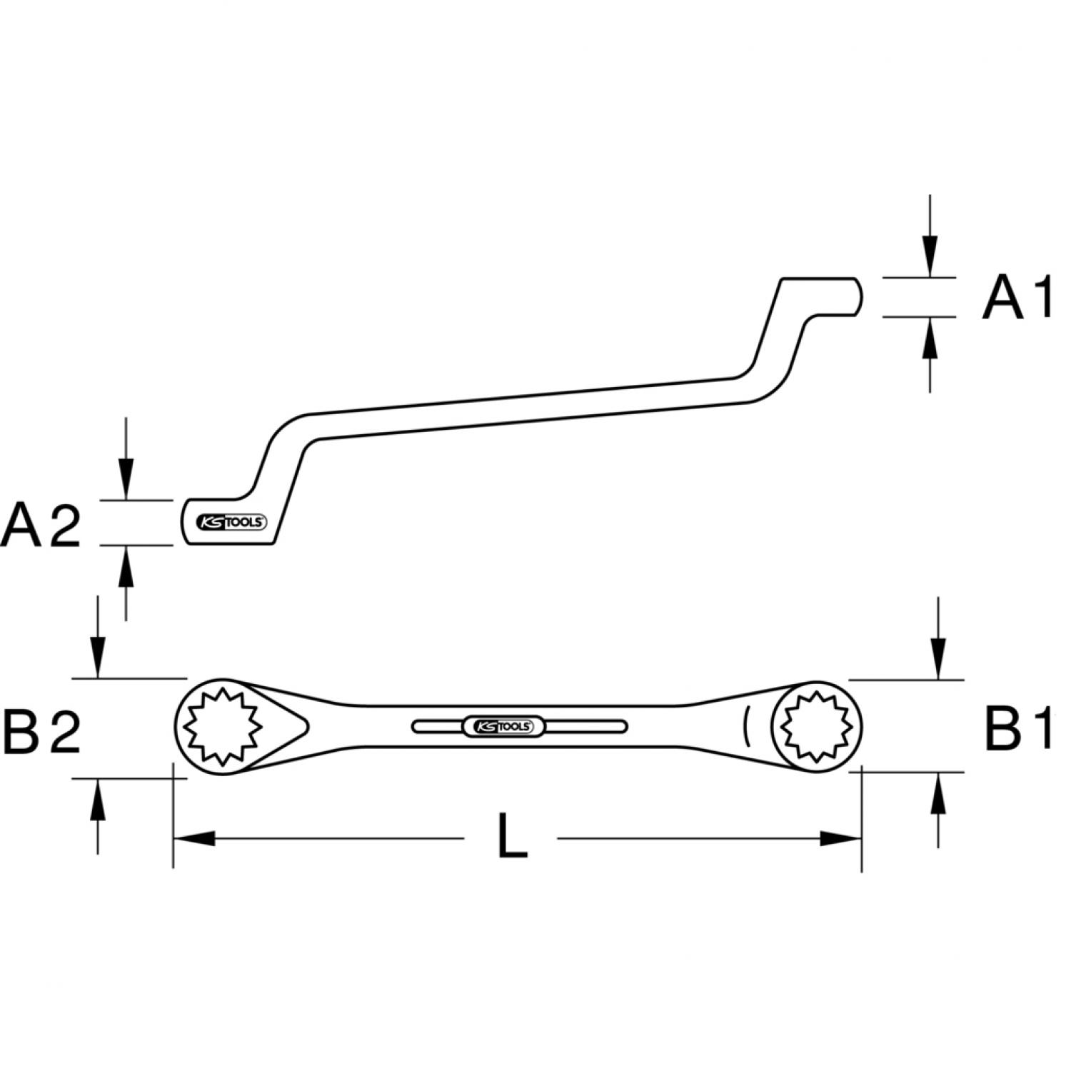 картинка Двусторонний накидной ключ, изогнутый, 30x32 мм подвеска от магазина "Элит-инструмент"