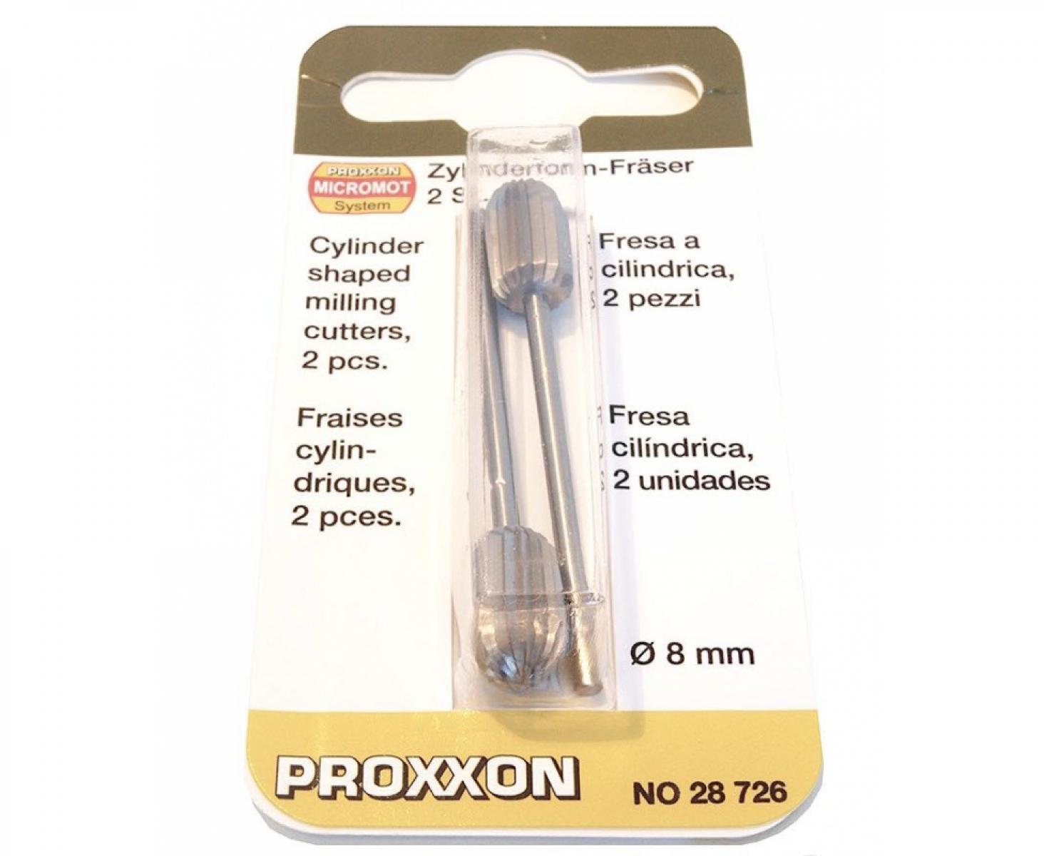 картинка Фрезы вольфрам-ванадиевые (цилиндр 8 мм) Proxxon 28726 2 шт. от магазина "Элит-инструмент"