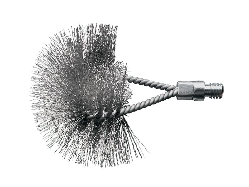 картинка Щетка для котлов с наружной резьбой IBG изогнутая с прямым ворсом из полиамида диаметр 150/80 мм от магазина "Элит-инструмент"