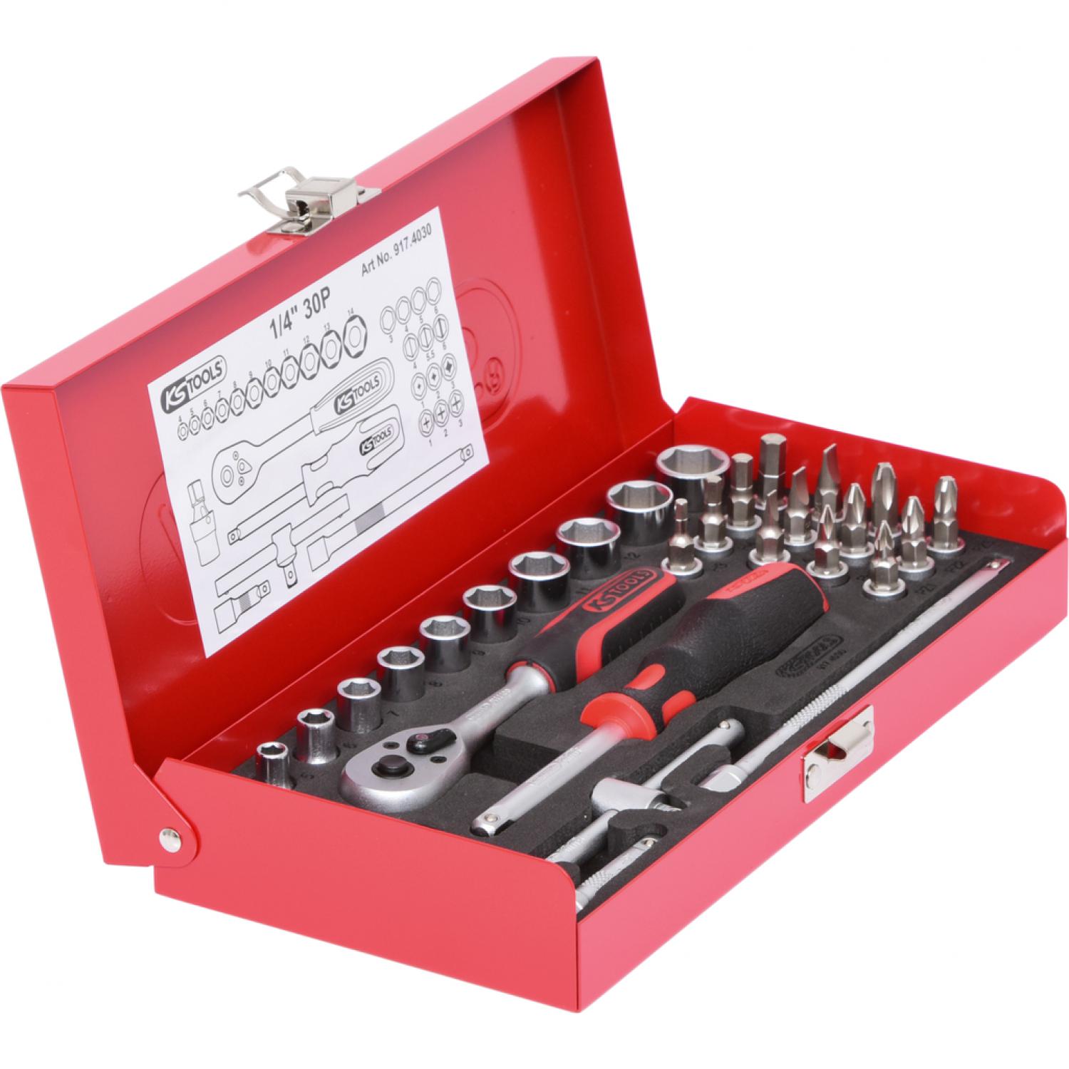 картинка Комплект торцовых ключей 1/4'', 30 шт  KSTools 917.4030 от магазина "Элит-инструмент"