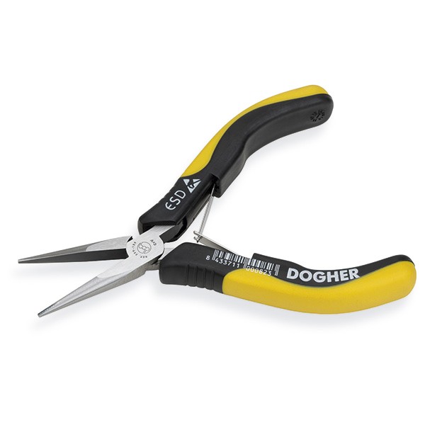 картинка Антистатические захватные для электроники без режущей кромки, длинногубцы ESD Dogher 239-125 от магазина "Элит-инструмент"
