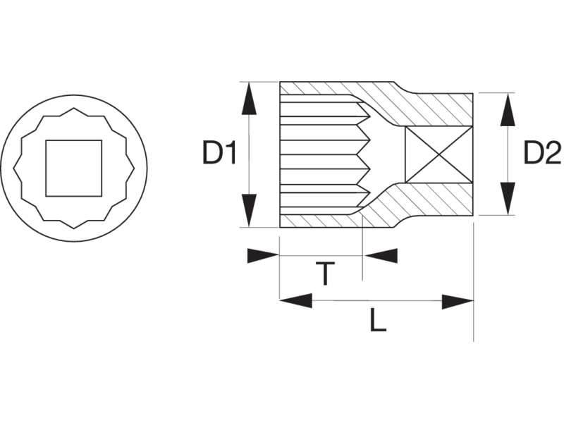 картинка Торцевая головка двенадцатигранная,метрические размеры BAHCO SBA7400DM-8 от магазина "Элит-инструмент"