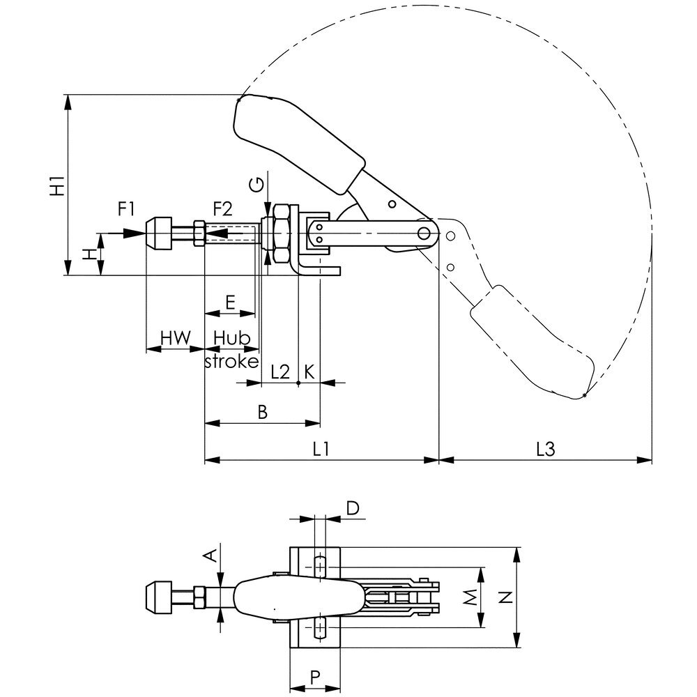 картинка Шарнирный зажим двухтактного типа с красной ручкой АМF 94151 от магазина "Элит-инструмент"