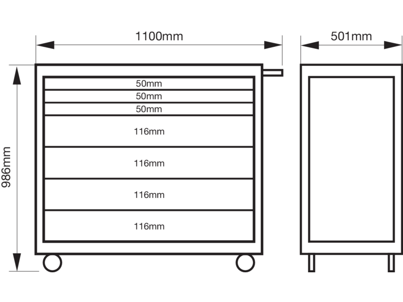 картинка 1475KXL7SS Инструментальная тележка 40" 986 x 501 x 1100 mm с 7 выдвижными ящиками из нержавеющей стали. Рама, ящики, рукоятка, а также крепления для колес изготовлены из нержавеющей стали (BAHCO, Швеция) от магазина "Элит-инструмент"