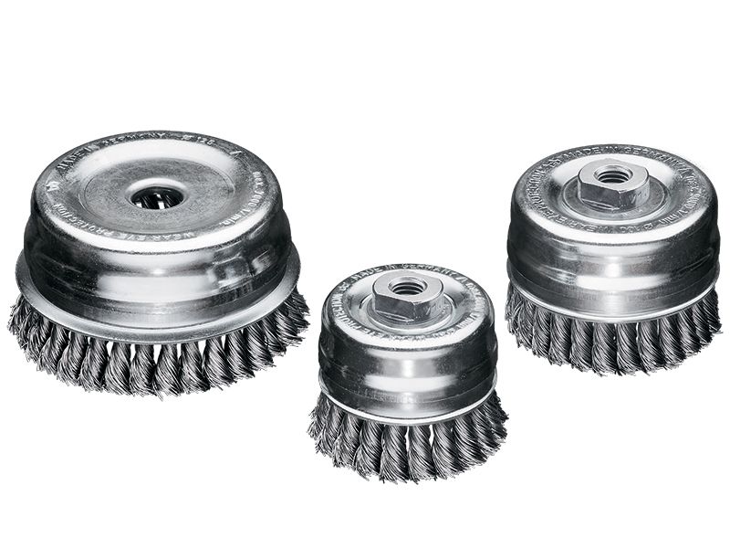 Однорядная чашечная жгутовая щетка с кольцом, стальная проволока диаметр 100 мм длина 23 мм ворс 0,50 мм LESSMANN 486.211