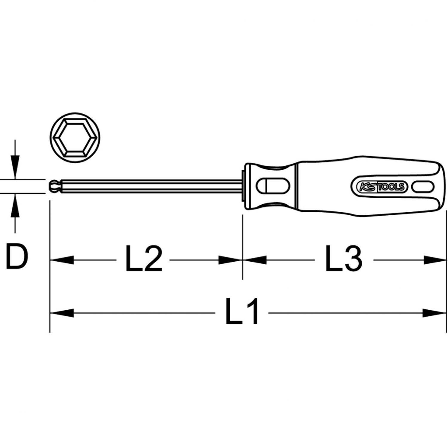 картинка Отвертка ERGOTORQUEplus с внутренним шестигранником и шаровой головкой, 3,0 мм подвеска от магазина "Элит-инструмент"