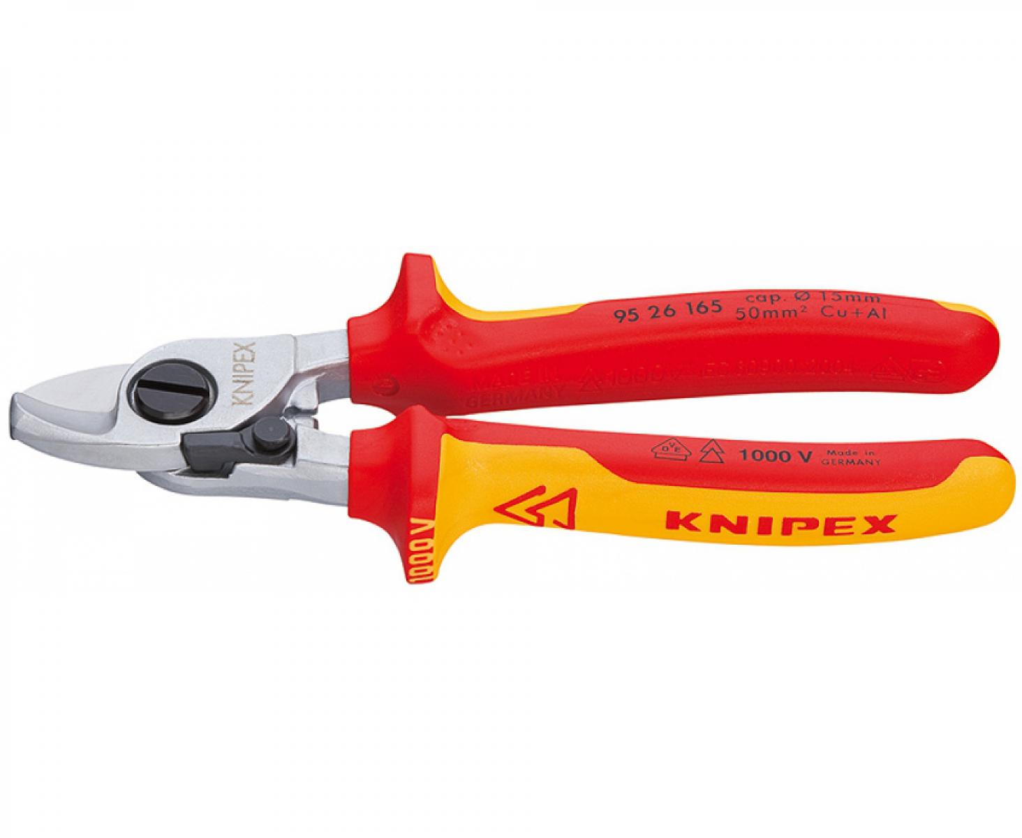 картинка Ножницы для резки кабелей с раскрывающей пружиной VDE Knipex KN-9526165 от магазина "Элит-инструмент"