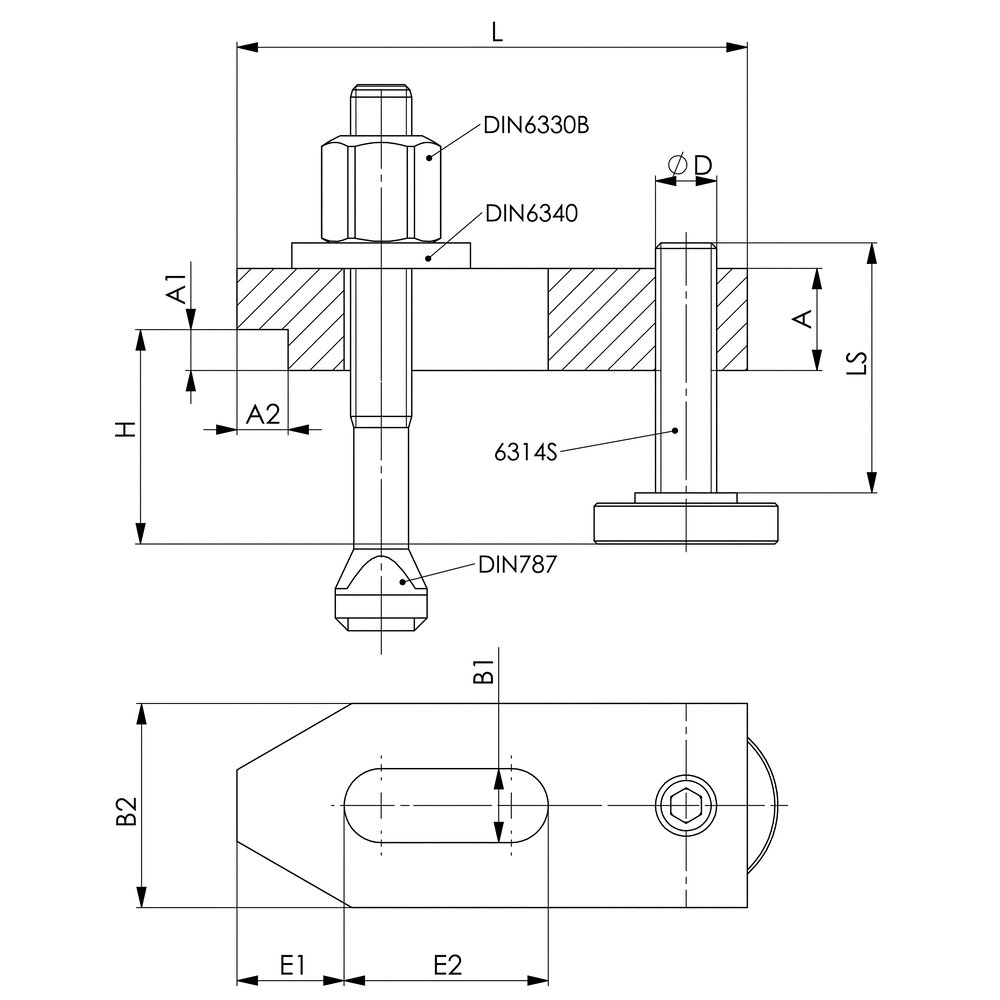 картинка Ступенчатый зажим с регулировочным опорным винтом, в комплекте АМF 74625 от магазина "Элит-инструмент"