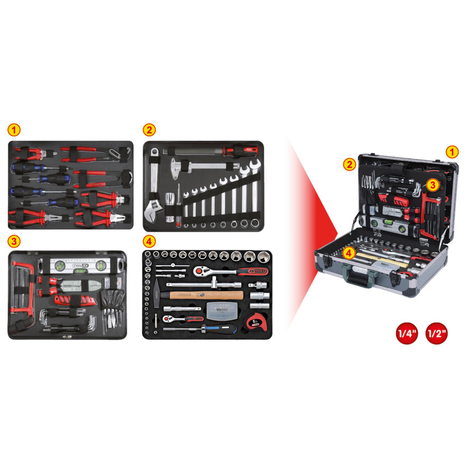 Комплект инструментов 1/4"+1/2", 127 шт KSTools 911.0727