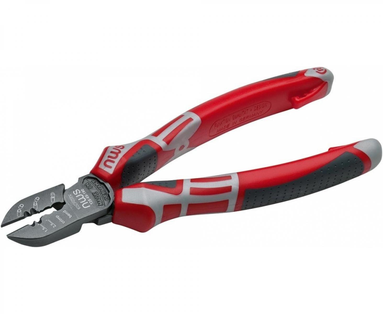 картинка Бокорезы электрика 190 мм NWS 135-69-190 с покрытием TitanFinish, рукоятками SoftGripp и функциями стриппера и кримпера от магазина "Элит-инструмент"