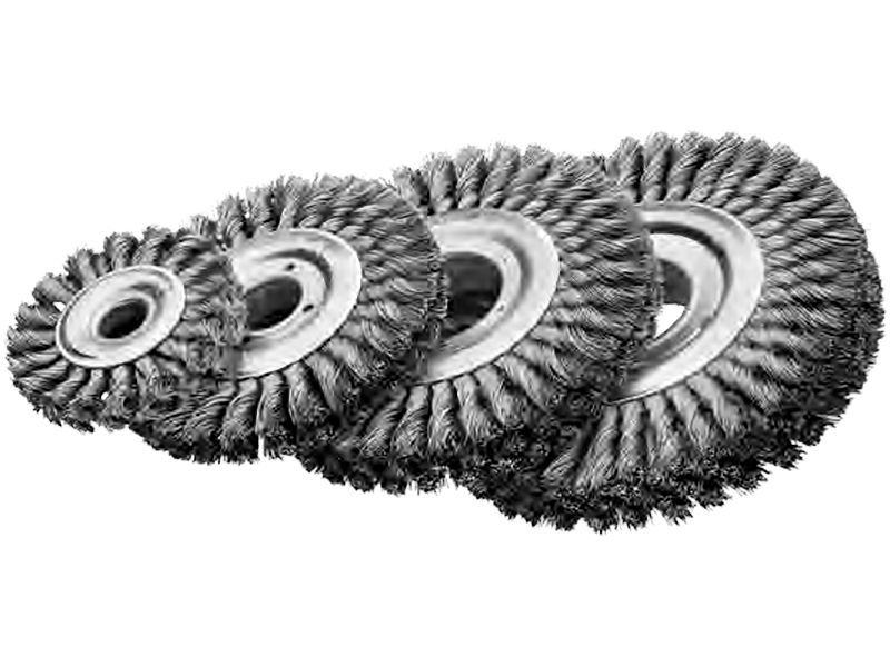 картинка Дисковая щетка многорядная со жгутовой стальной проволокой диаметр 150 мм ширина 36-38 мм ворс 0.5 мм от магазина "Элит-инструмент"