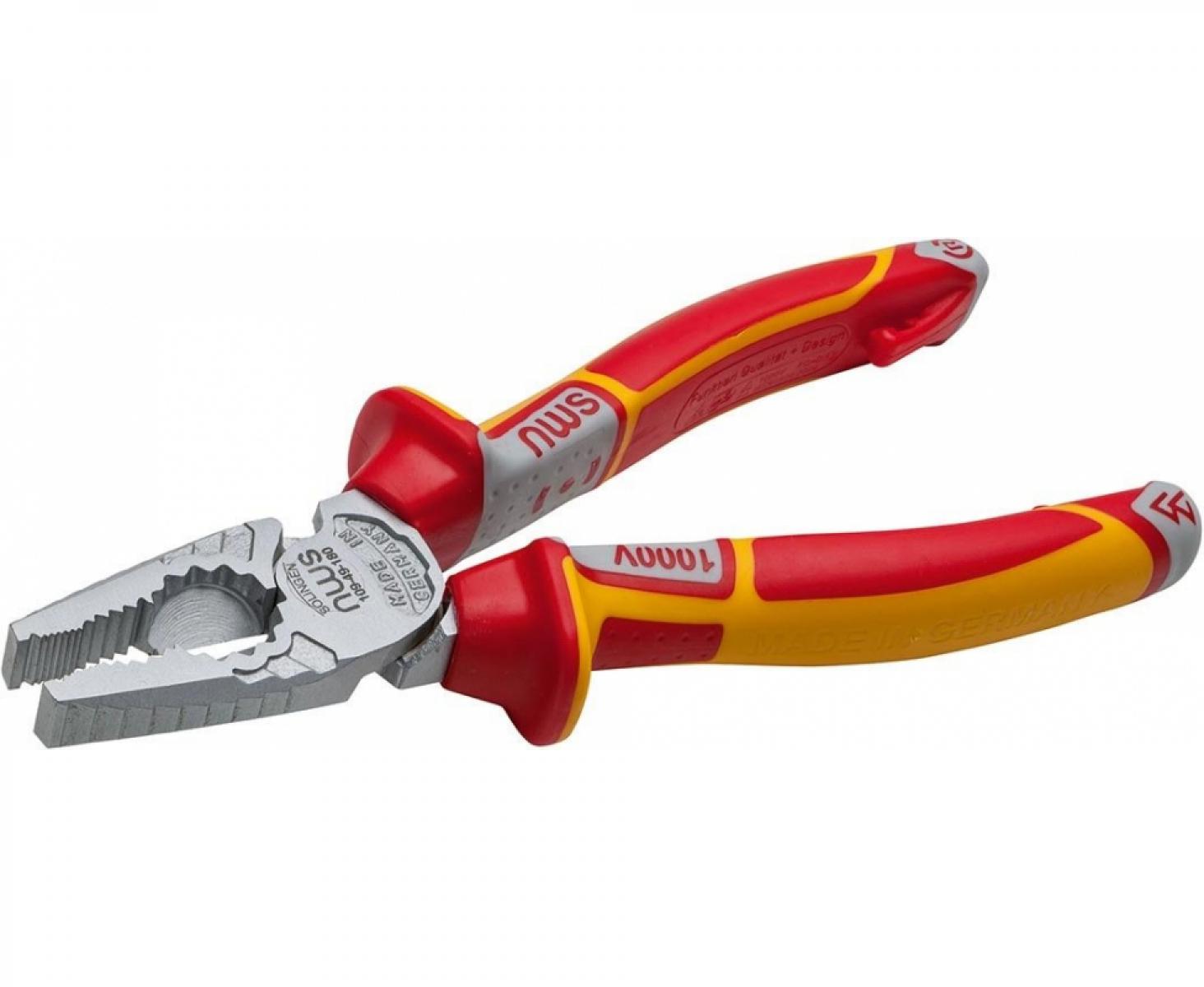 картинка Пассатижи комбинированные силовые VDE CombiMax 205 мм NWS 109-49-VDE-205 хромированные с покрытием SoftGripp от магазина "Элит-инструмент"