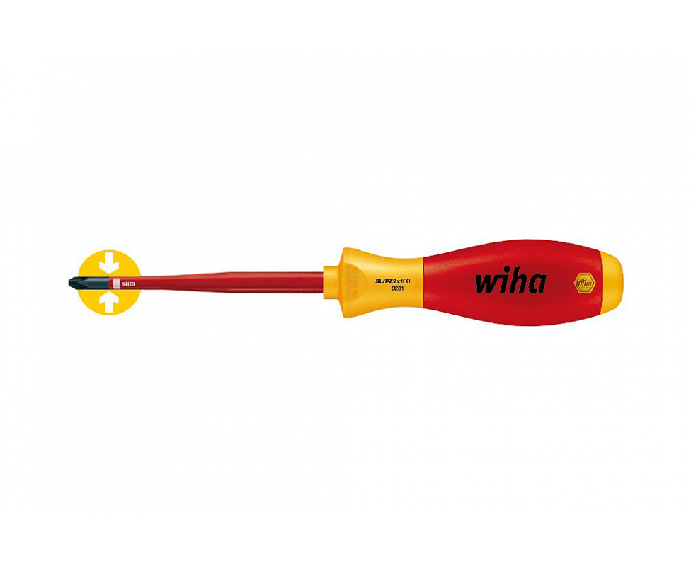 Отвертка Wiha SoftFinish electric slimFix Xeno 3281 36329 SL/PZ1 x 80 шлиц Pozidriv / 6415 0001 Fplus