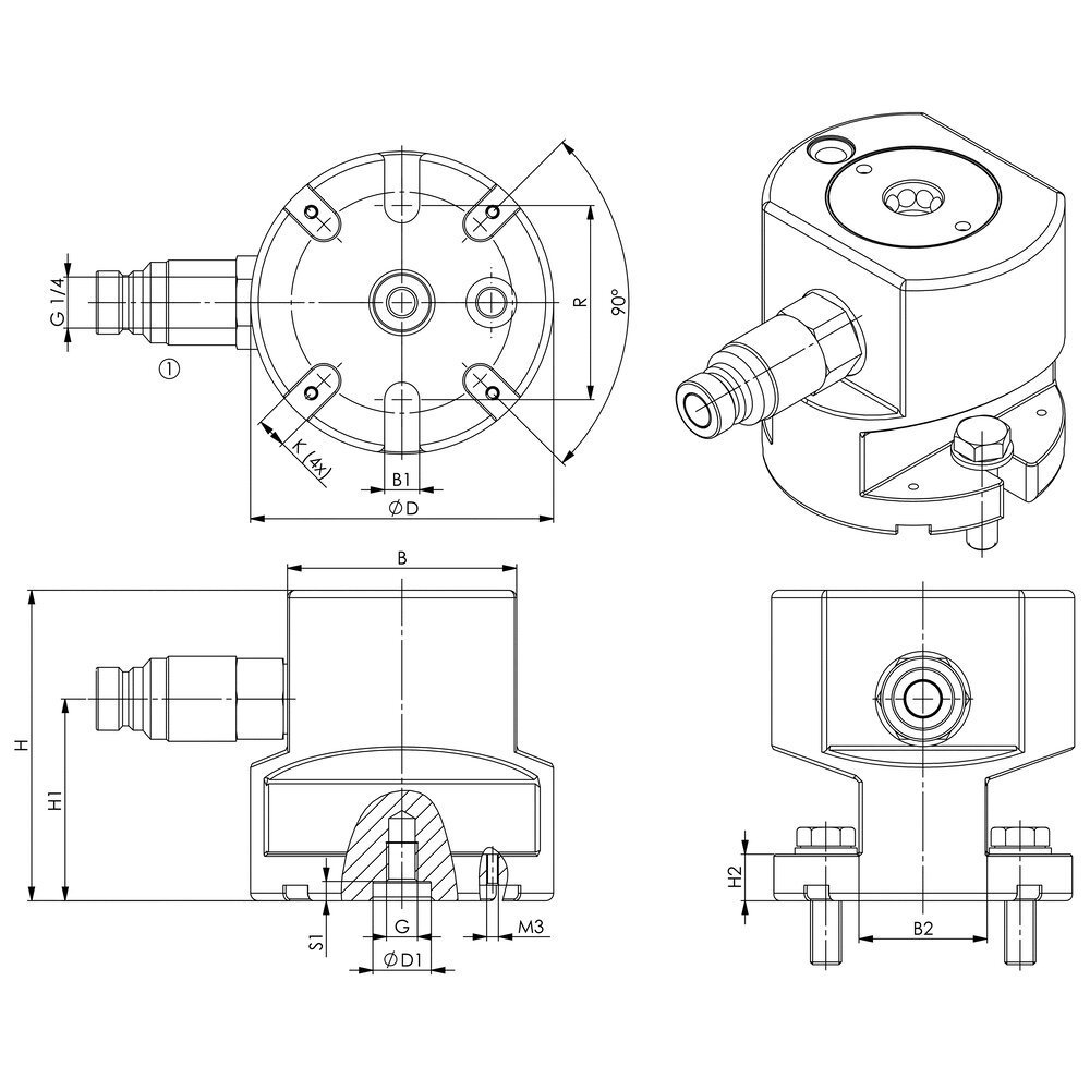 картинка Переходник зажимного модуля B10 на BH5, гидр. с индексацией АМF 534719 от магазина "Элит-инструмент"
