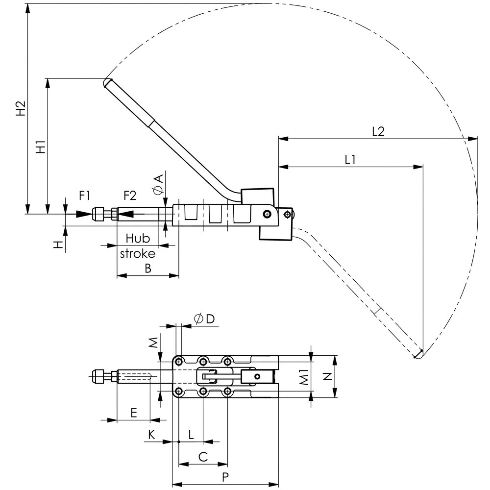 картинка Тяжелый двухтактный шарнирный зажим АМF 92684 от магазина "Элит-инструмент"