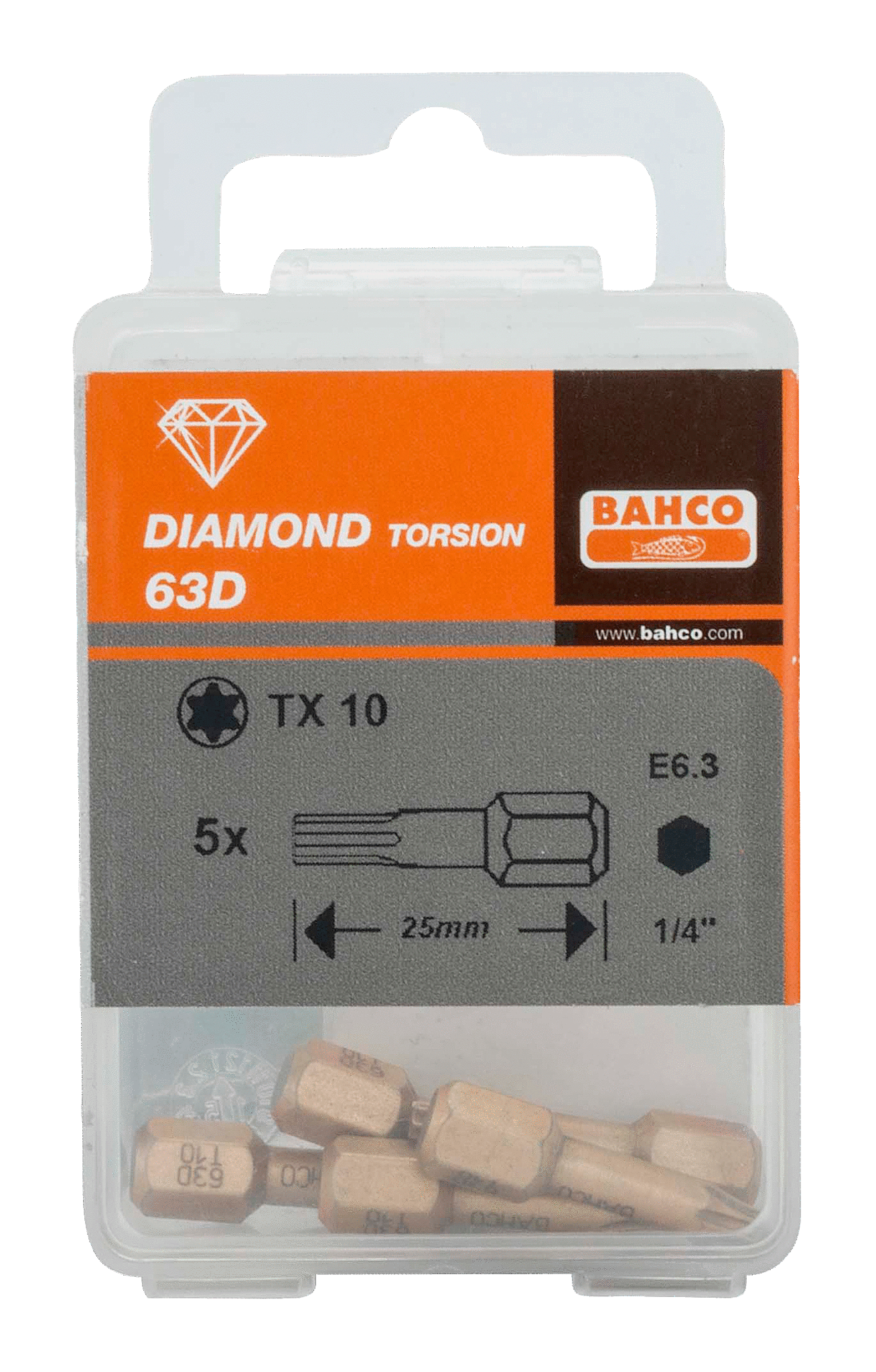 картинка Алмазные биты для отверток Torx®, 25 мм BAHCO 63D/T20 от магазина "Элит-инструмент"