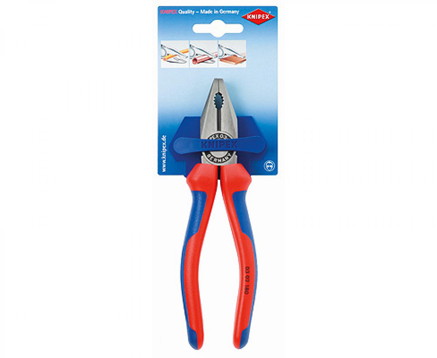 картинка Плоскогубцы комбинированные Knipex KN-0302180SB в блистере от магазина "Элит-инструмент"