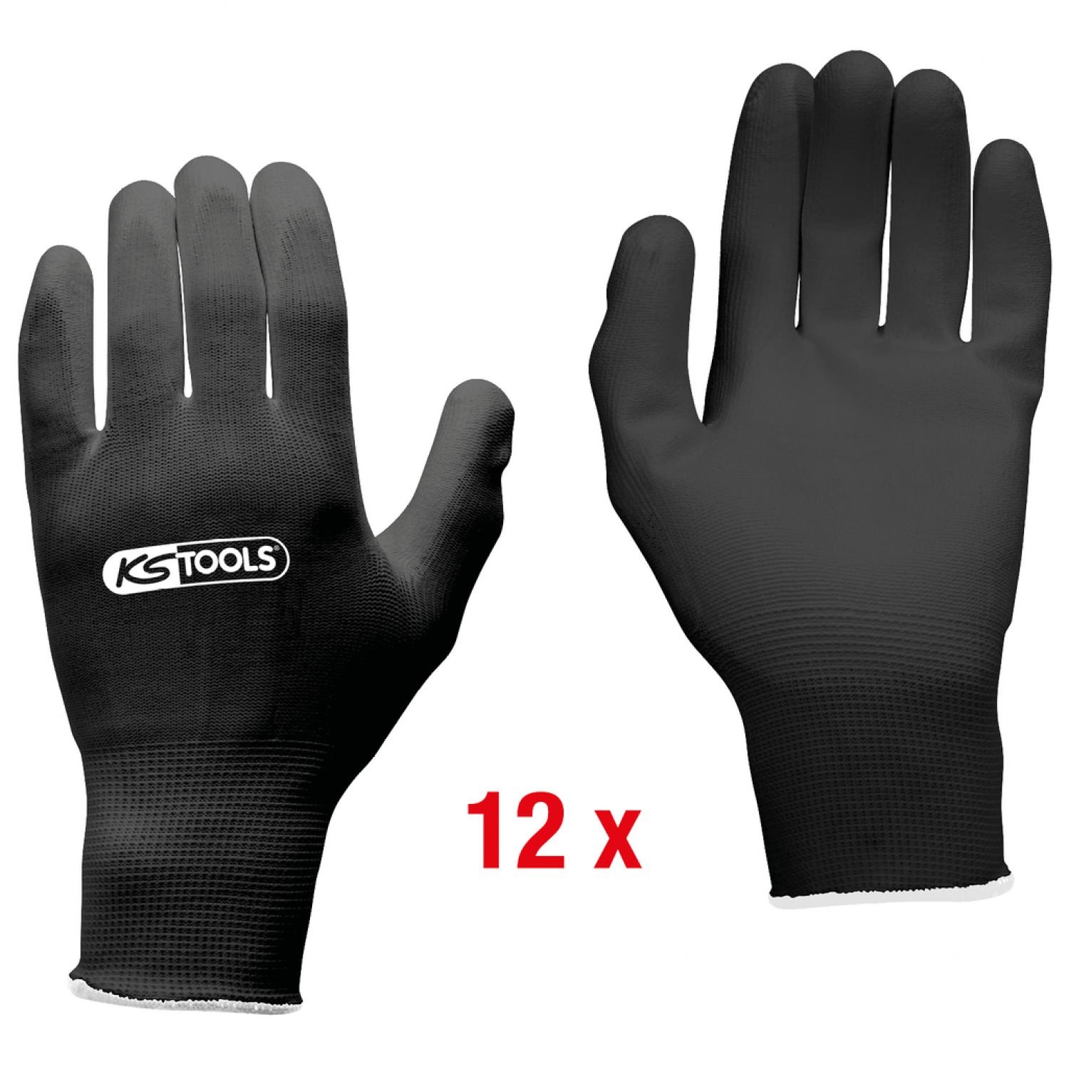 Трикотажные перчатки из микрофибры - черные, 7, 12 пар