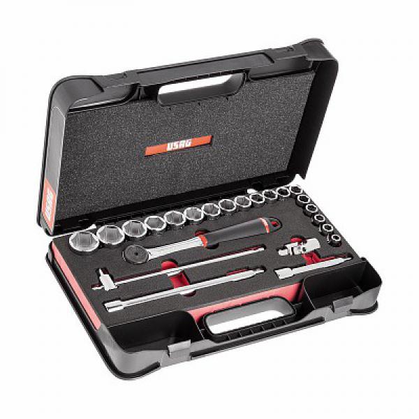 Ассортимент шестигранных головок в ящике из АБС-сополимера (23 ед.) 608 1/2 EA U06080302