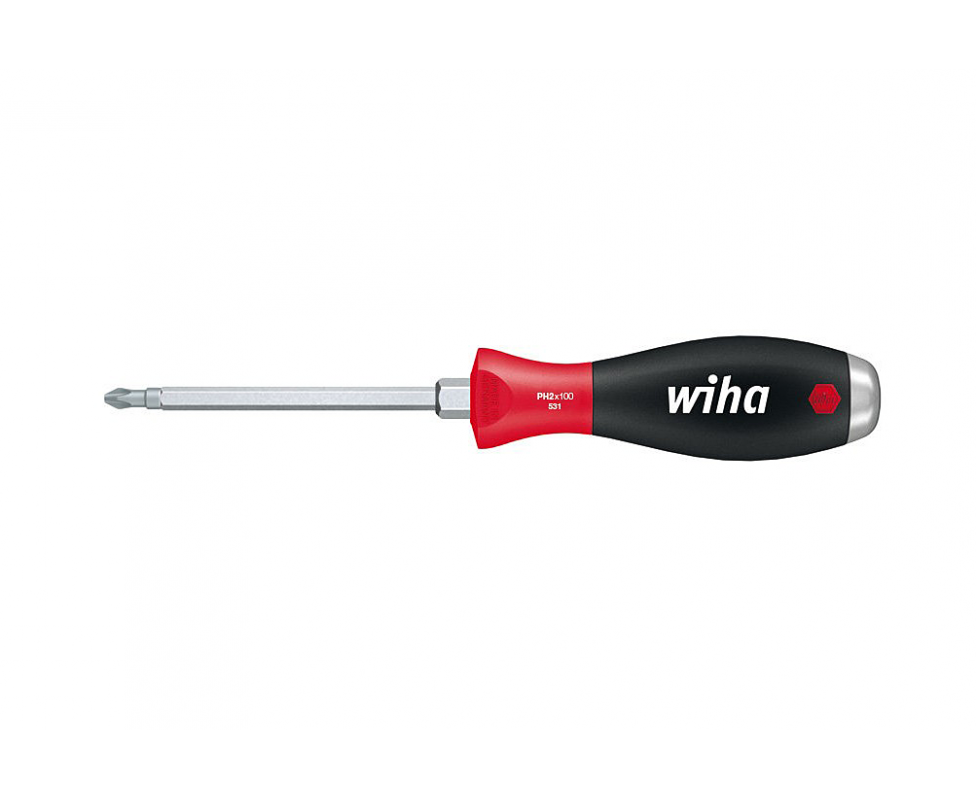 Отвертка Wiha SoftFinish Phillips 531 03237 PH1 x 80 крестовая ударная с шестигранным жалом