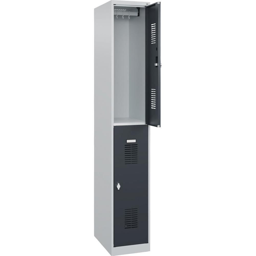 Гардероб BASIC Ш300хГ500хВ1850 мм RAL 7035/7016, 1х2 отделения 3037 2590 Fplus