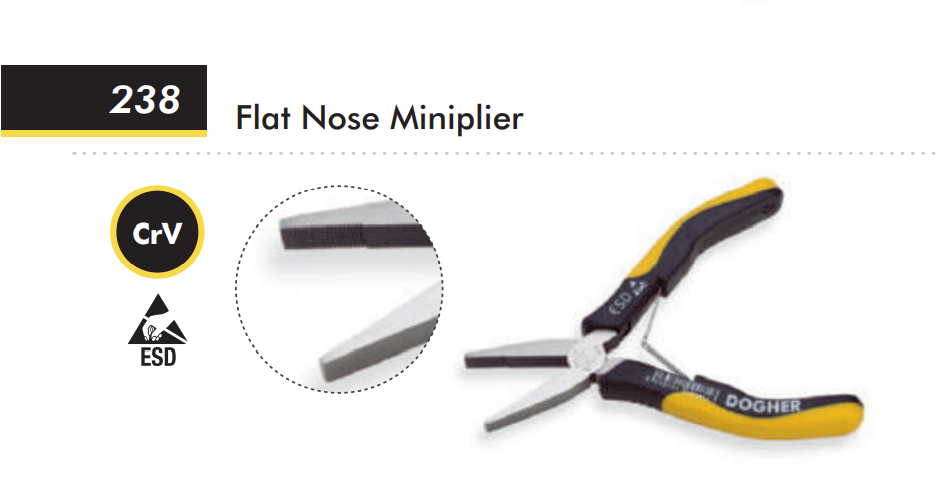 картинка Антистатические малые плоскогубцы плоские, комбинированные ESD Dogher 238-125 от магазина "Элит-инструмент"