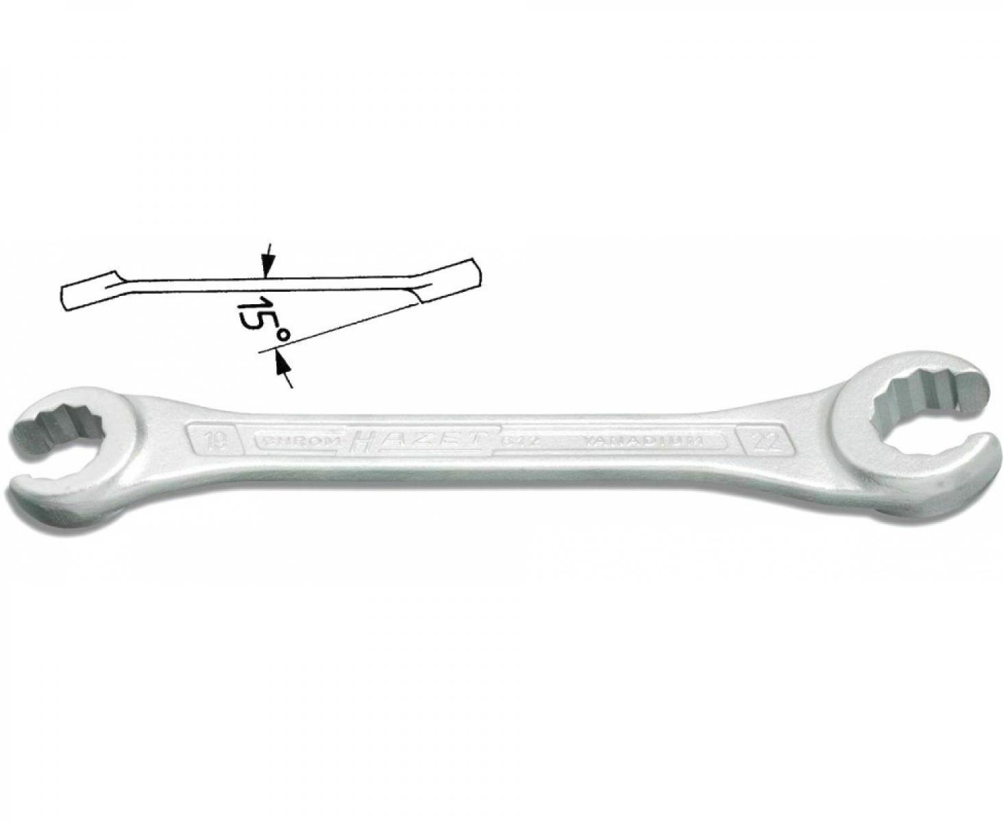 картинка Ключ гаечный двусторонний рожковый разрезной 612 16х18 мм Hazet 612-16х18 от магазина "Элит-инструмент"