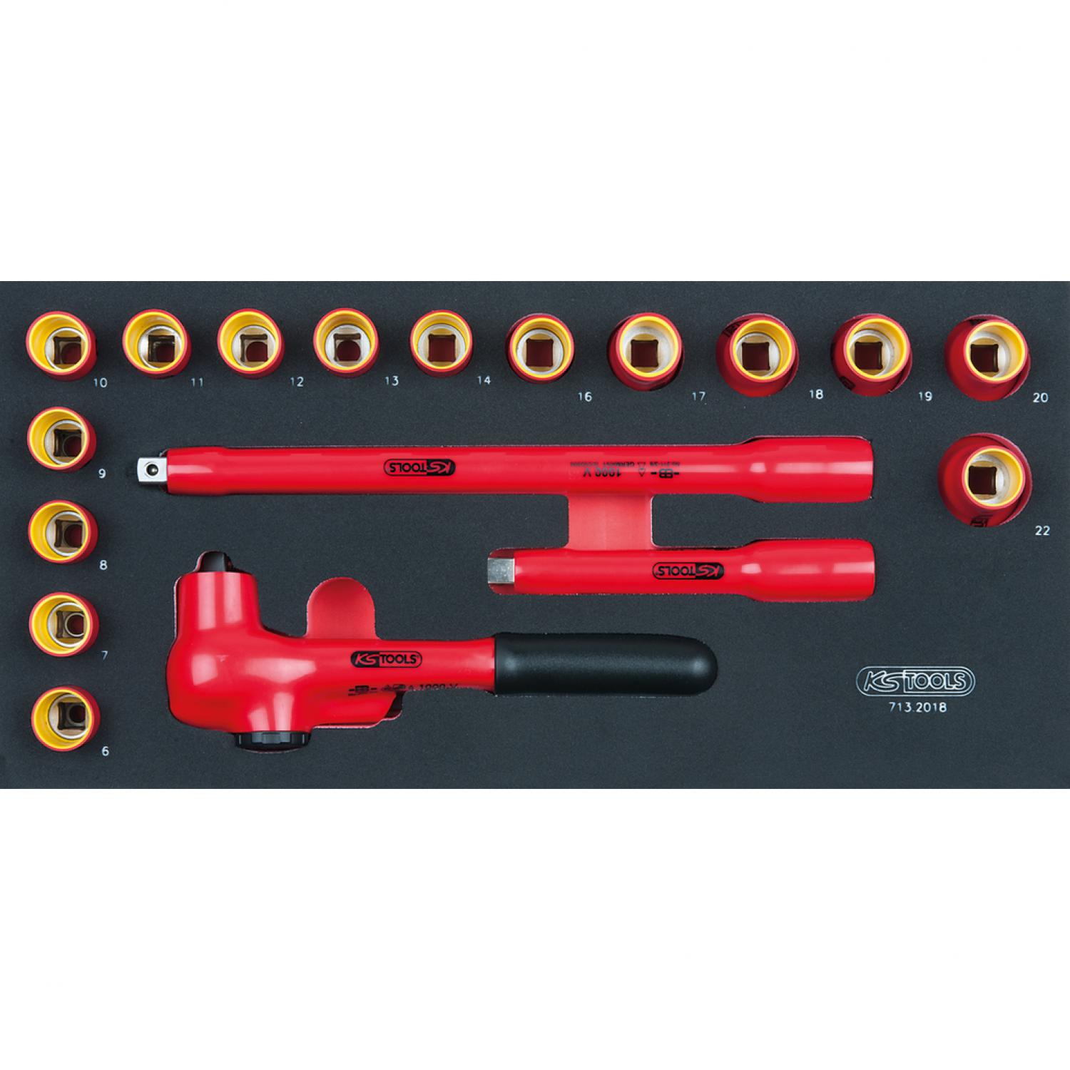 картинка Комплект торцовых ключей SCS 3/8" VDE, 18 шт, во вкладке на 1/3 инструментального ящика от магазина "Элит-инструмент"