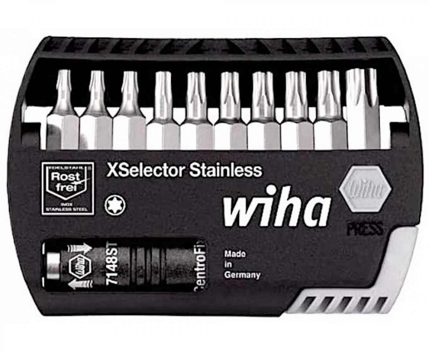 картинка Набор с битами TORX XSelector Stainless 7944-5ST5 Wiha 32911, 11 предметов от магазина "Элит-инструмент"