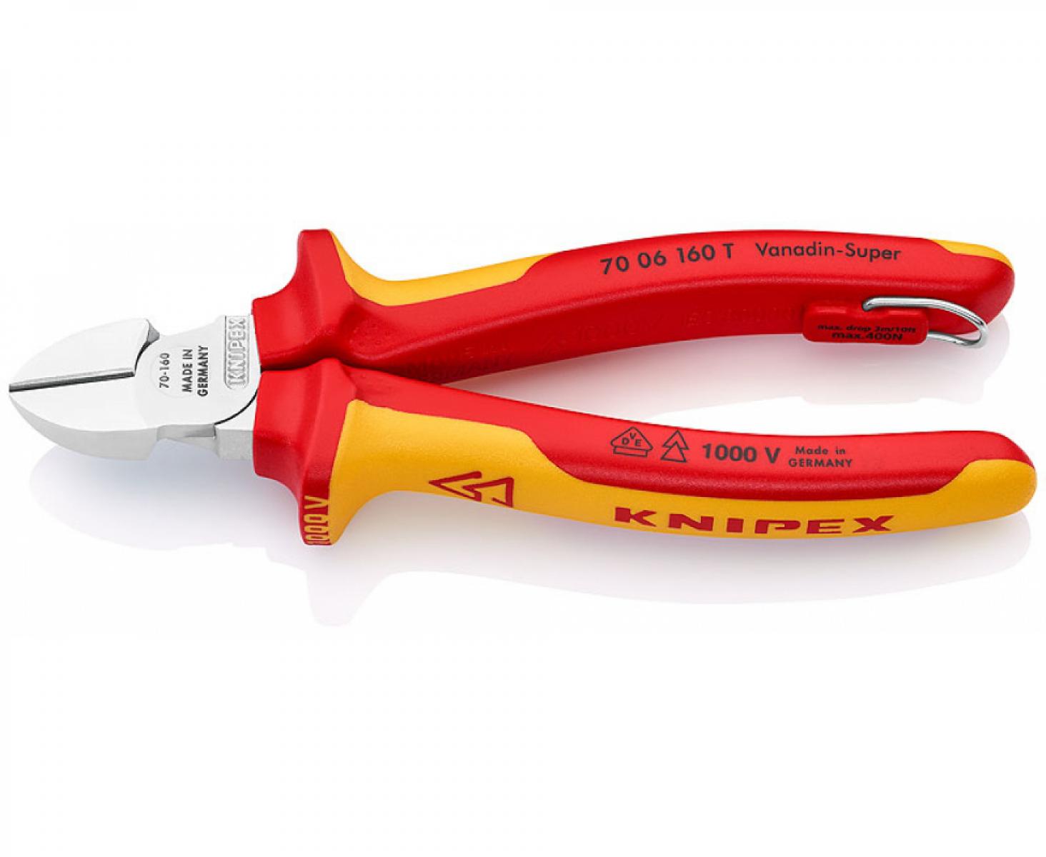 Кусачки боковые VDE Knipex KN-7006160TBK со страховочным креплением