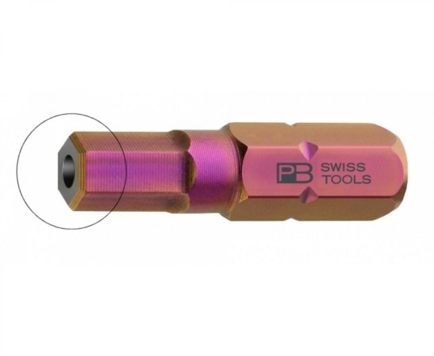 картинка Бита HEX BO PrecisionBits C6,3 с внешним шестигранником 1/4 с отверстием PB Swiss Tools PB C6.210B/3 M3 от магазина "Элит-инструмент"