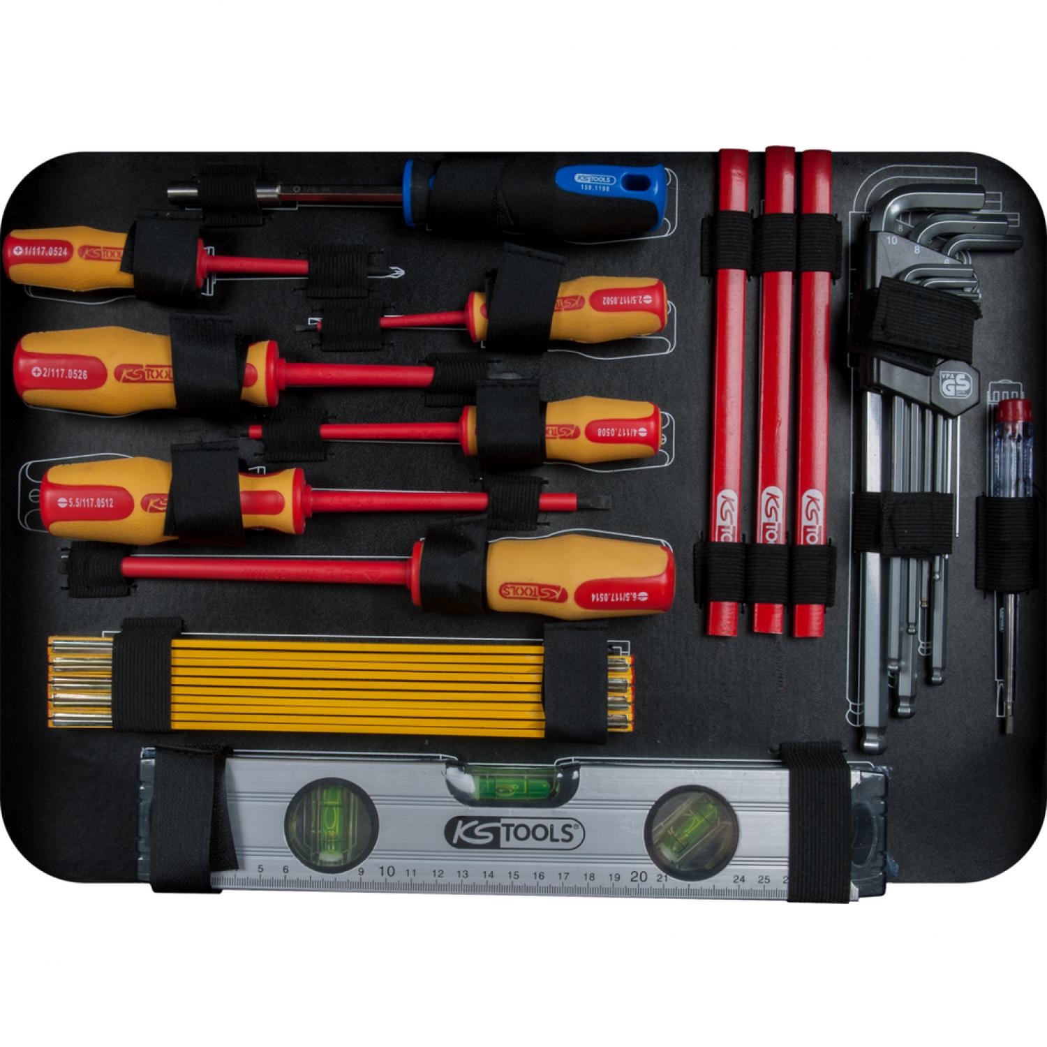 картинка 1/4" + 1/2“ Чемодан с инструментами для электриков, 128 шт KSTools-911.0628 от магазина "Элит-инструмент"