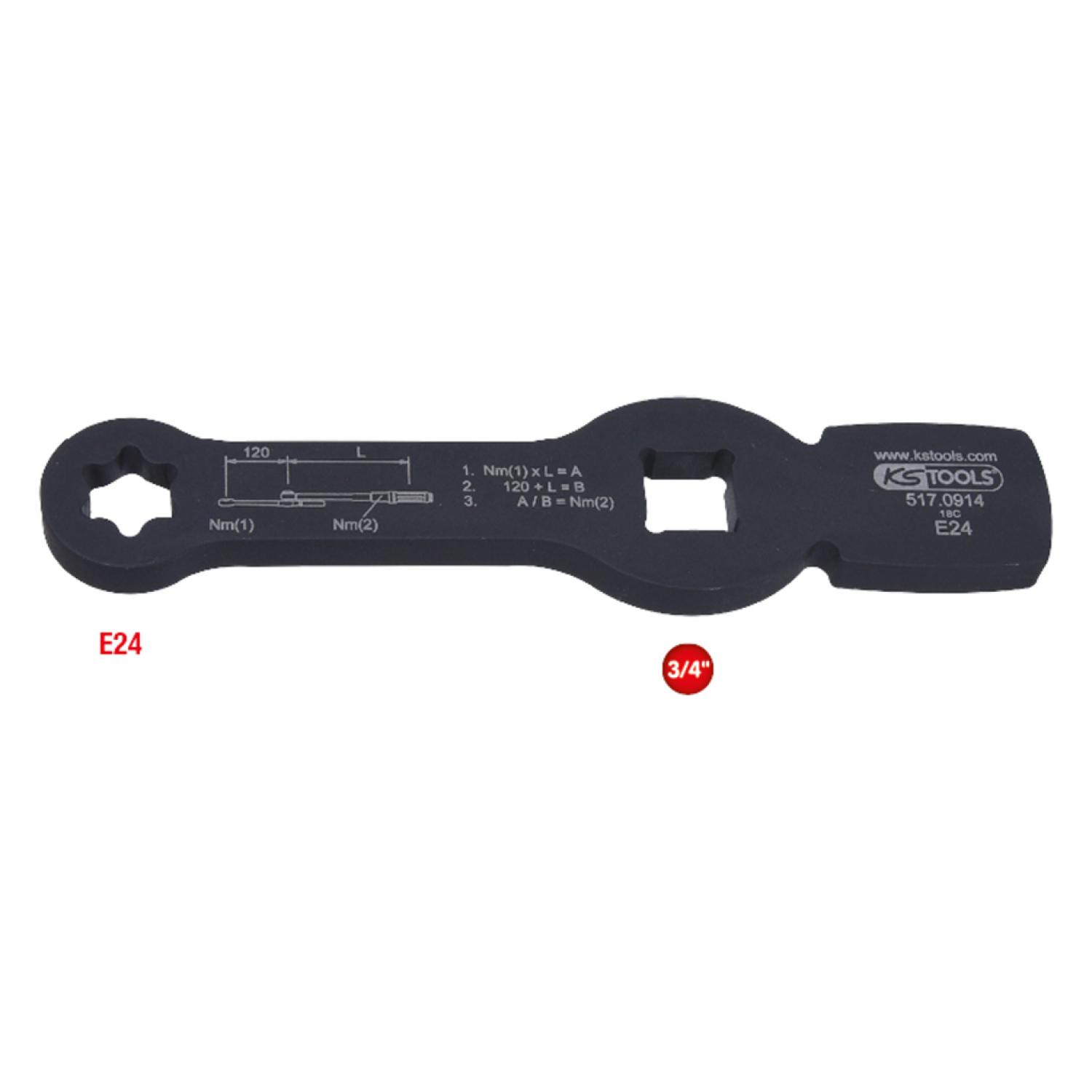 Ударный ключ 3/4" для шлицев типа Torx-E с 2 ударными поверхностями, Е24