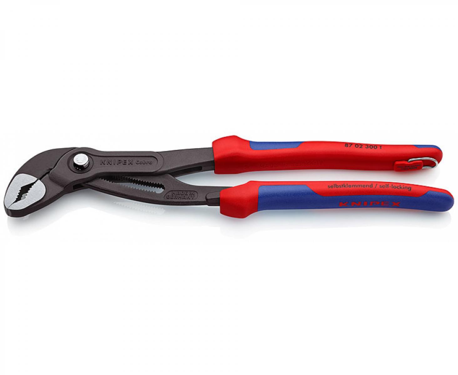 картинка KNIPEX Cobra высокотехнологичные сантехнические клещи KN-8702300T со страховочным креплением от магазина "Элит-инструмент"