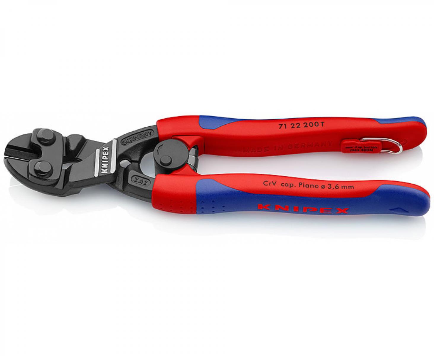 картинка KNIPEX CoBolt компактный болторез KN-7122200T со страховочным креплением от магазина "Элит-инструмент"