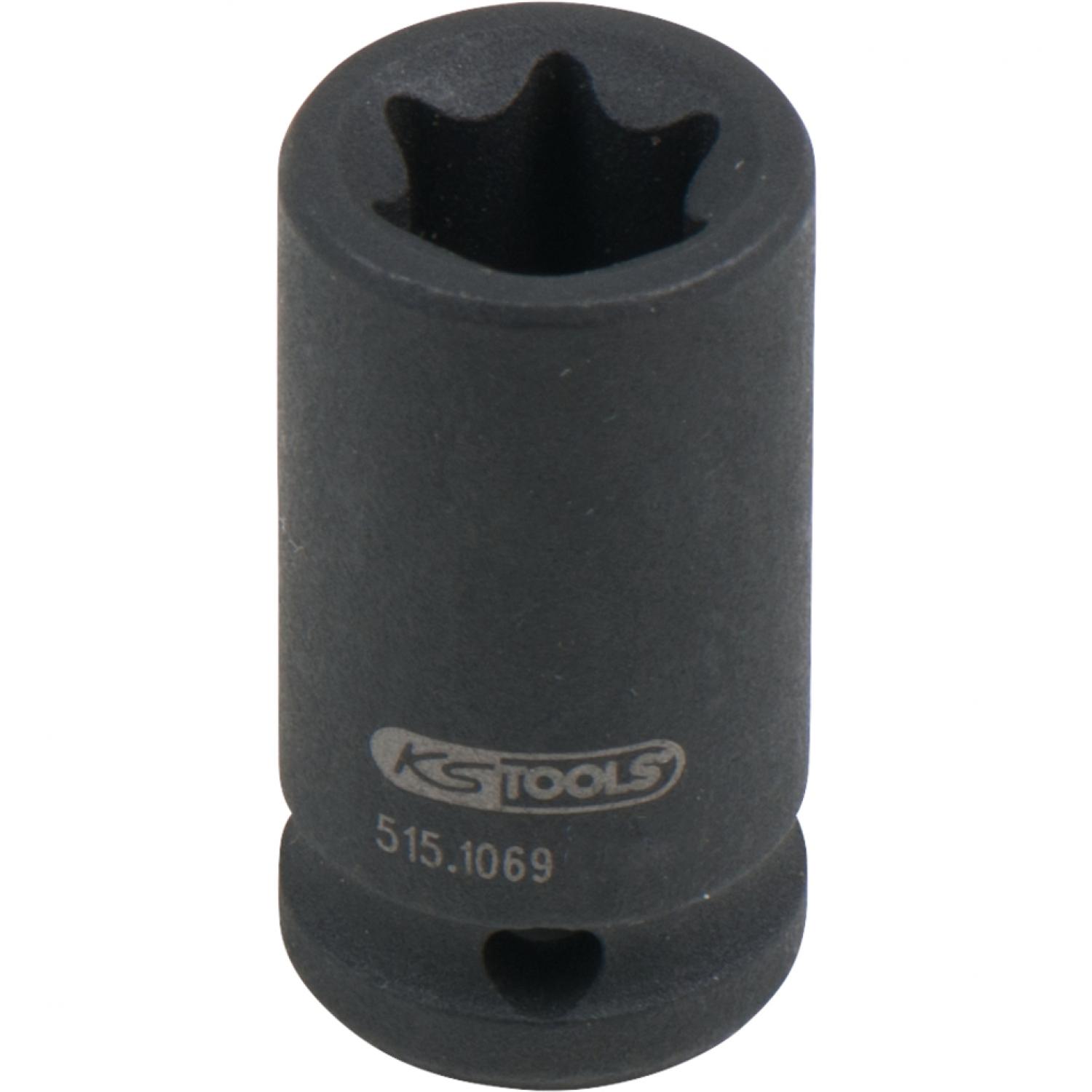 Силовая торцовая головка 1/4" с внешним профилем Torx, короткая, E10