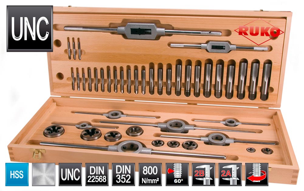 картинка UNC 1/4" - UNC 1" Набор метчиков и плашек для резьбы UNC RUKO 245072 от магазина "Элит-инструмент"