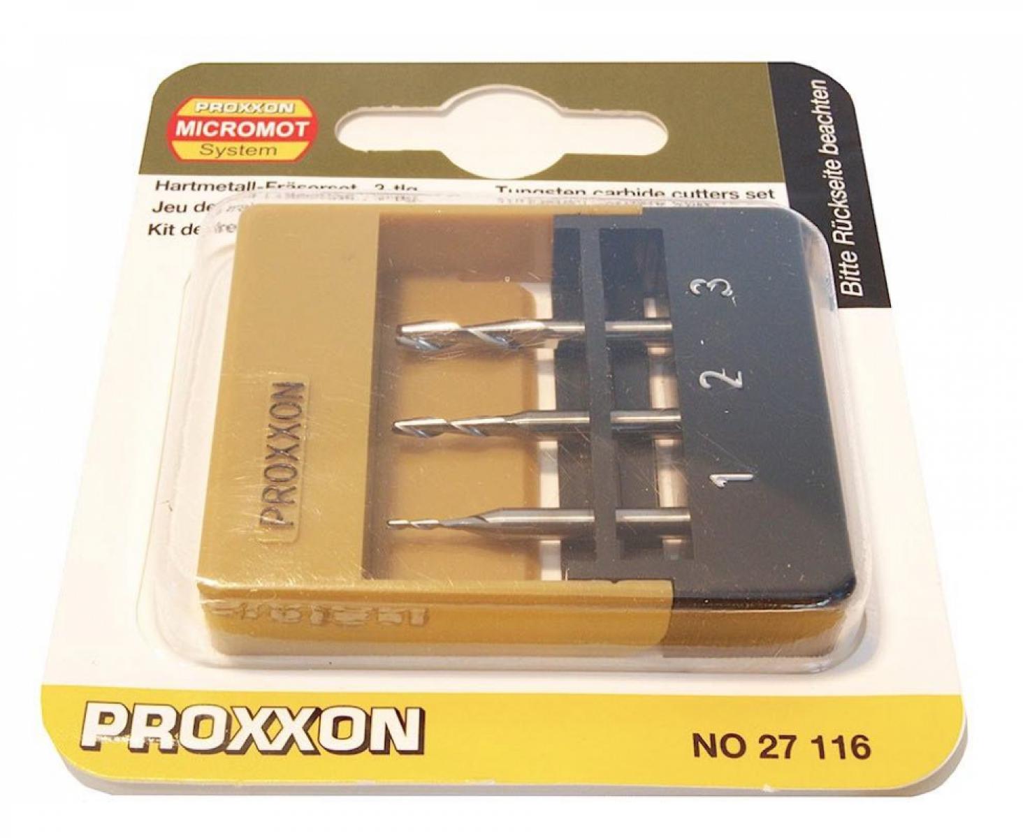 картинка Фрезы твердосплавные 1, 2, 3 мм Proxxon 27116 3 шт. от магазина "Элит-инструмент"