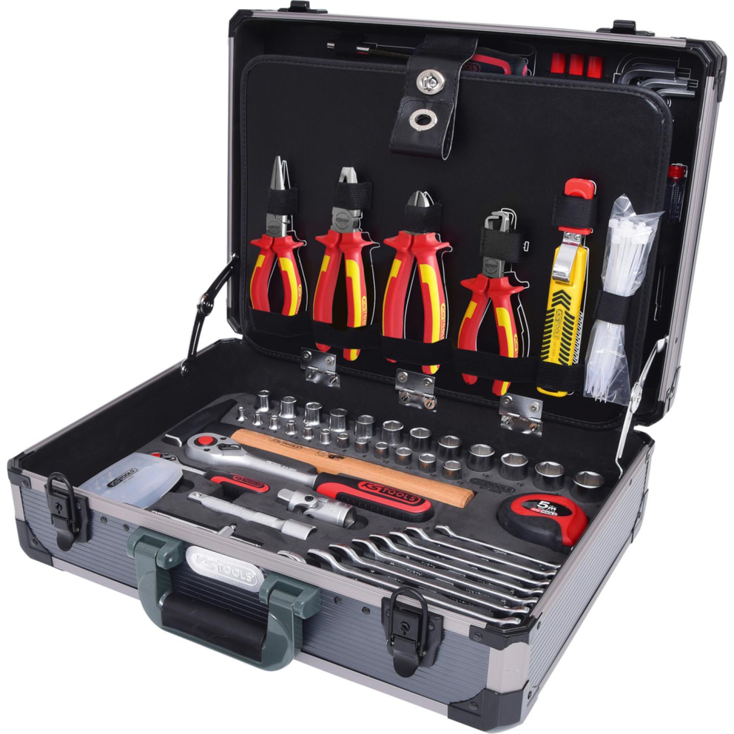 картинка 1/4" + 1/2“ Чемодан с инструментами для электриков, 128 шт KSTools-911.0628 от магазина "Элит-инструмент"
