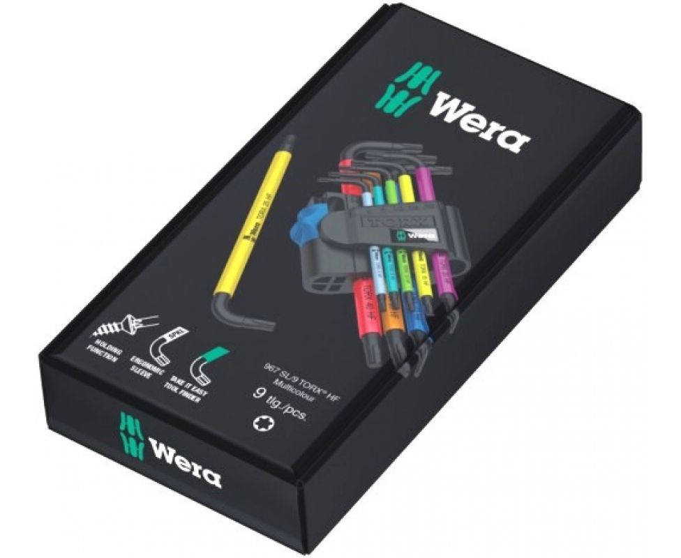 картинка Набор Г-образных ключей TORX Wera 967/9 TX Multicolour HF 1 WE-024179 от магазина "Элит-инструмент"