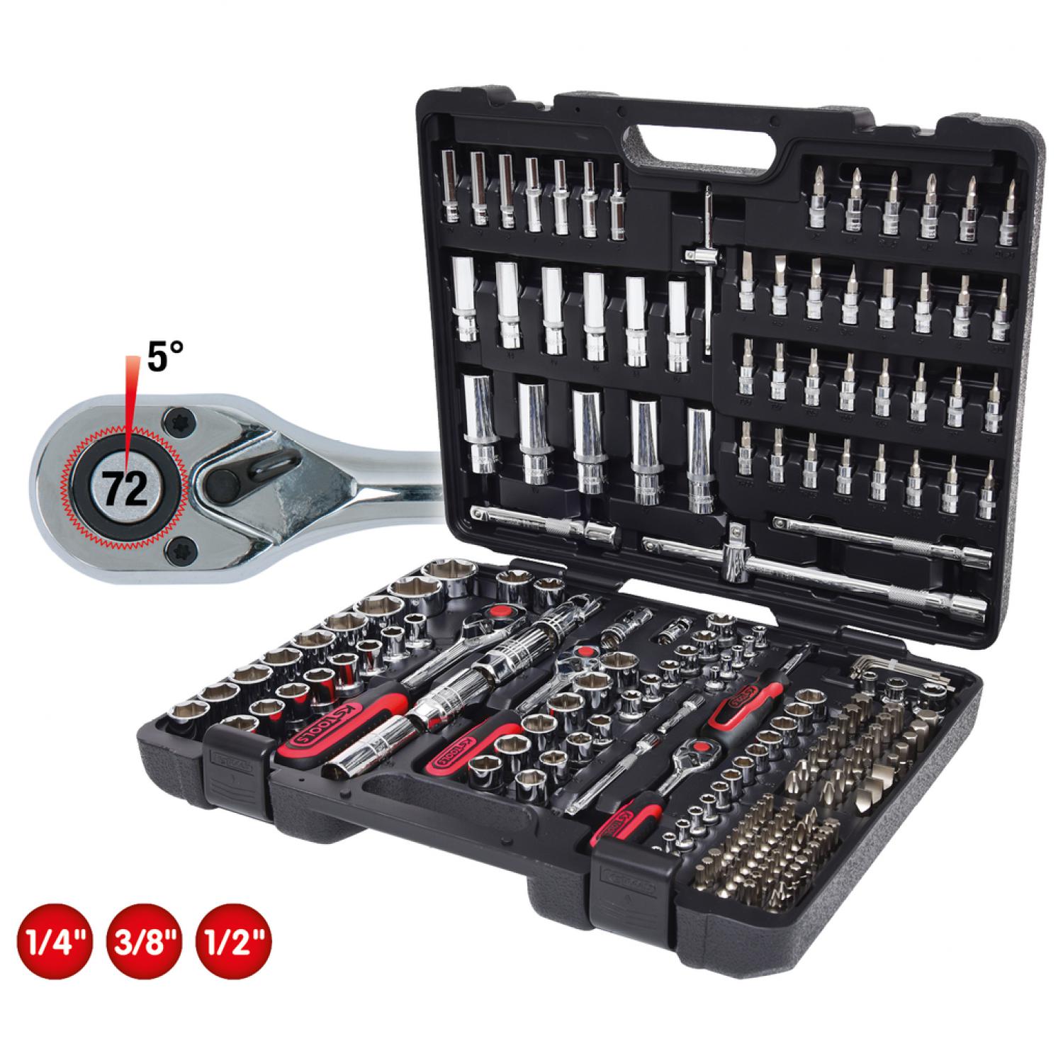 Комплект торцовых ключей CHROMEplus 1/4" + 3/8" + 1/2", 195 шт. KSTools 918.0795
