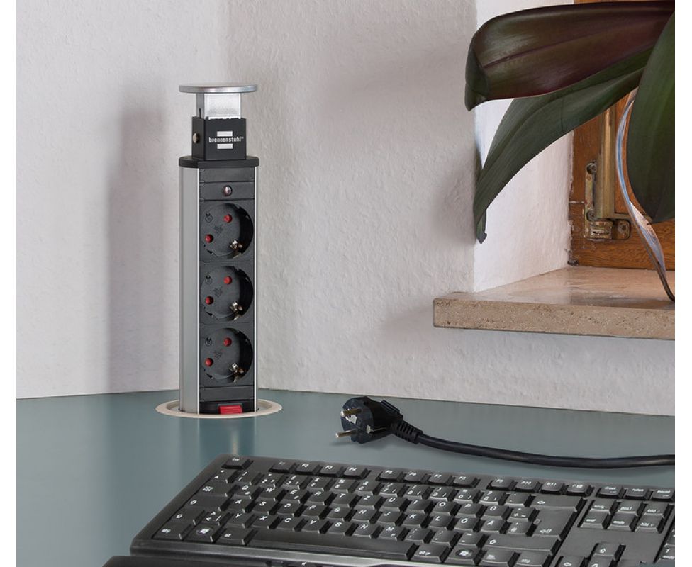 картинка Удлинитель сетевой встраиваемый 2 м Brennenstuhl Tower Power H05VV-F 3G1.5 1396200003 от магазина "Элит-инструмент"